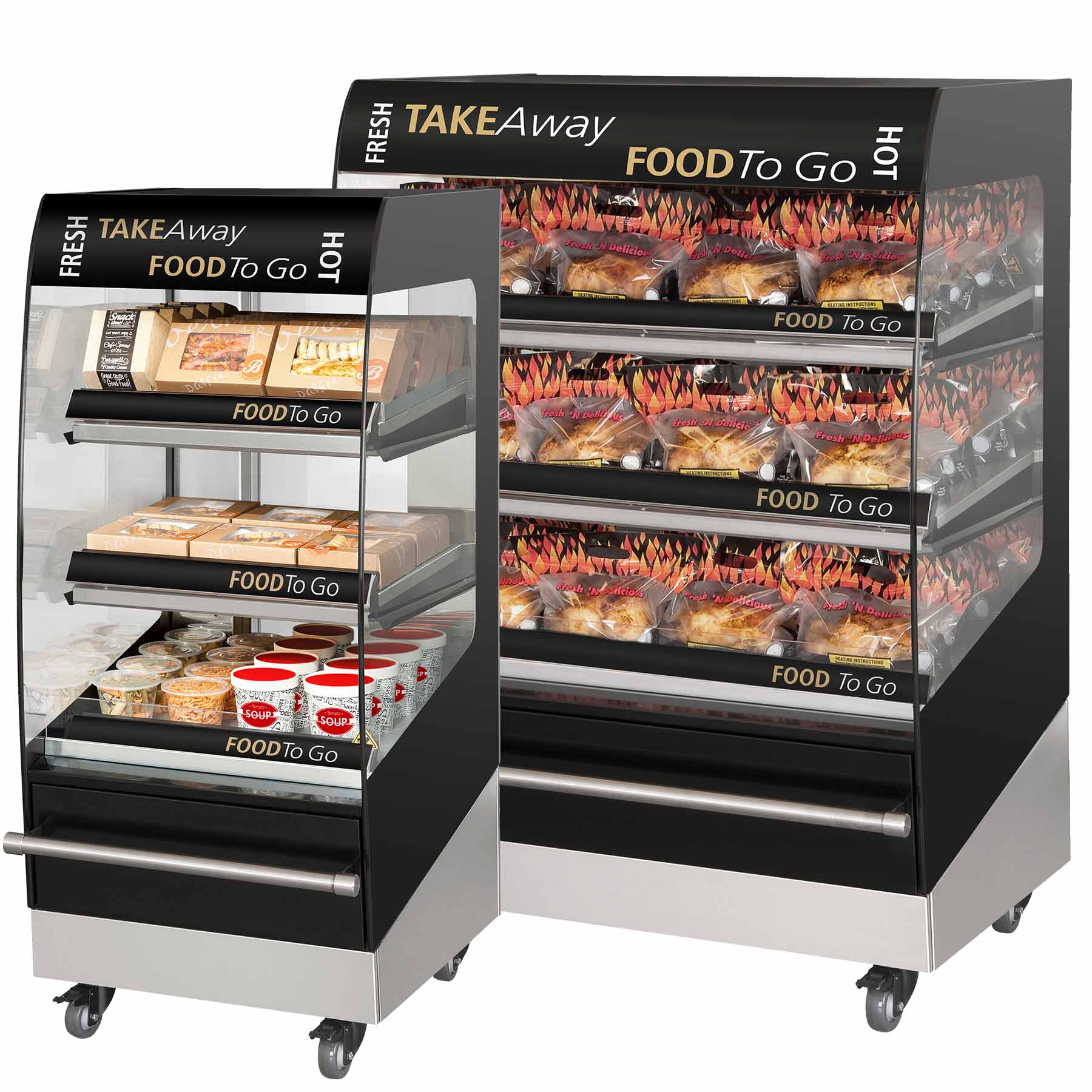 Heated merchandisers for packaged grab and go food - Fri Jado